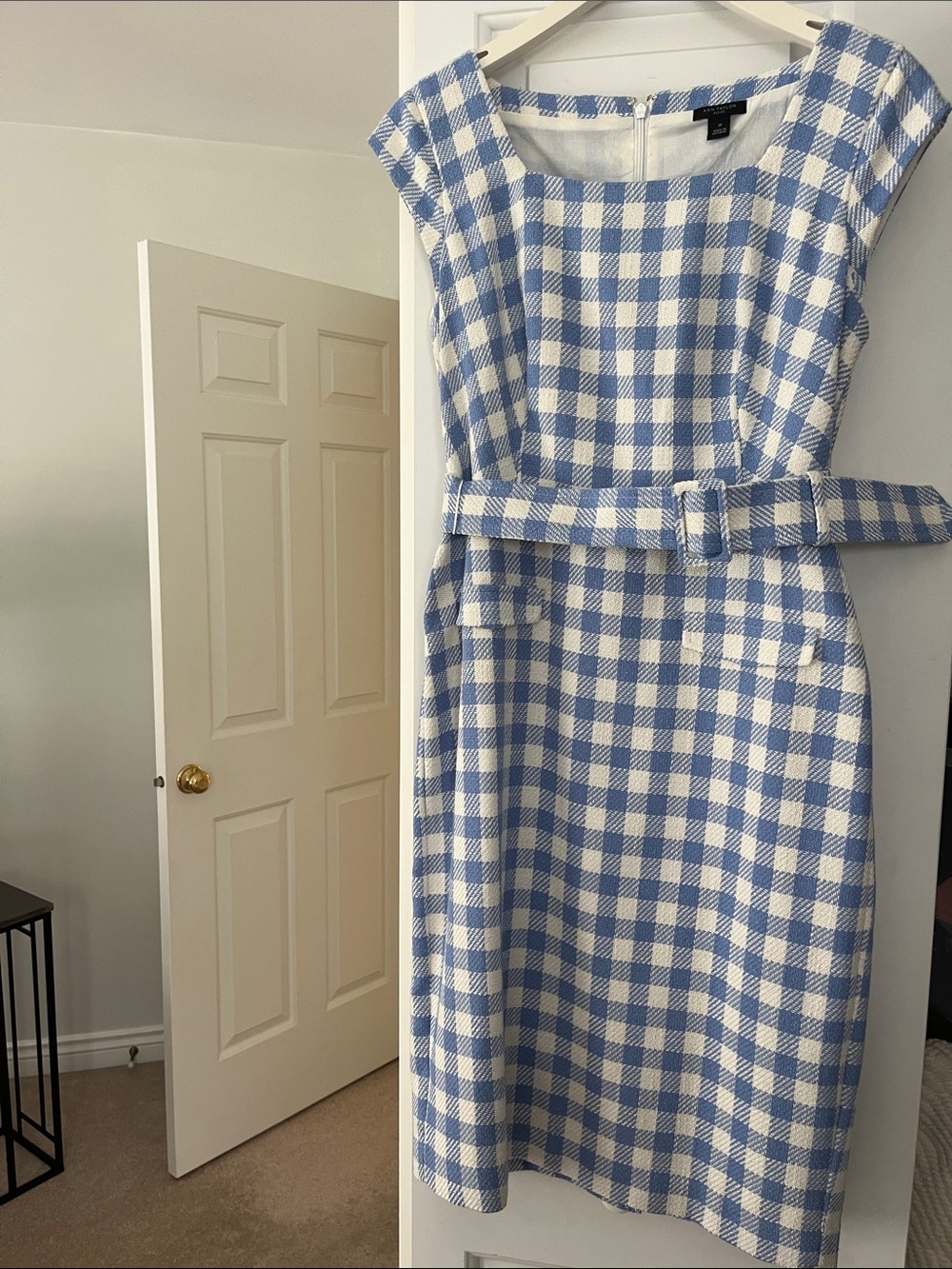 Talbots Blue and White Gingham Midi Dress